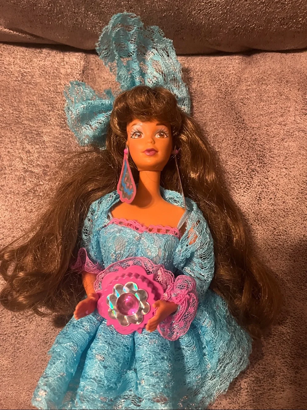 Vintage 1990 Mattel Lights and Lace Teresa Barbie Doll #9727- Rare Steffie Face